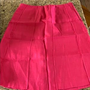 Linen bright pink knee length skirt